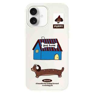 For iPhone 16 Skin Feeling Jelly TPU Hybrid PC Phone Case(Dog House White)