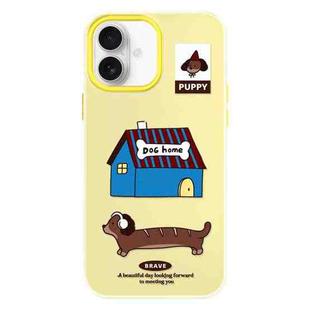 For iPhone 16 Skin Feeling Jelly TPU Hybrid PC Phone Case(Dog House Yellow)