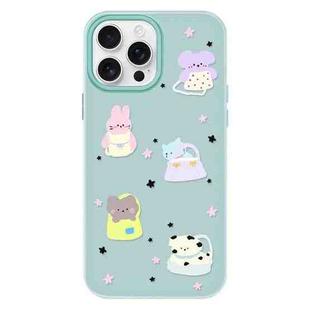 For iPhone 15 Pro Max Skin Feeling Jelly TPU Hybrid PC Phone Case(Star Animal Light Green)