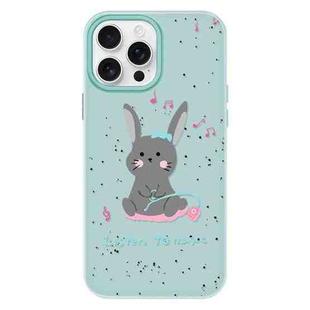 For iPhone 15 Pro Skin Feeling Jelly TPU Hybrid PC Phone Case(Listen to Music Rabbit Light Green)