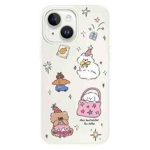 For iPhone 15 Plus Skin Feeling Jelly TPU Hybrid PC Phone Case(Star Shine Small Object White)