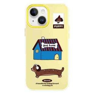 For iPhone 15 Plus Skin Feeling Jelly TPU Hybrid PC Phone Case(Dog House Yellow)