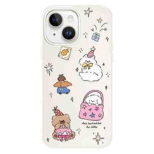 For iPhone 15 Skin Feeling Jelly TPU Hybrid PC Phone Case(Star Shine Small Object White)