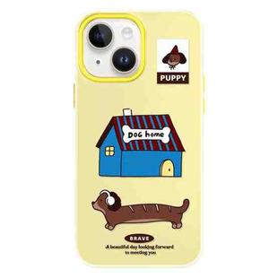 For iPhone 15 Skin Feeling Jelly TPU Hybrid PC Phone Case(Dog House Yellow)