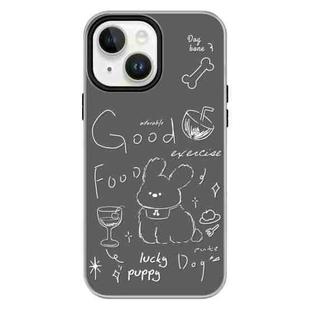 For iPhone 14 Plus Skin Feeling Jelly TPU Hybrid PC Phone Case(Doodle Puppy Black)