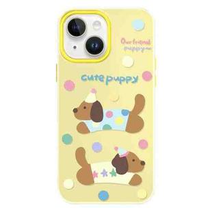 For iPhone 14 Plus Skin Feeling Jelly TPU Hybrid PC Phone Case(Cute Puppy Yellow)