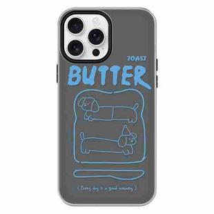 For iPhone 13 Pro Max Skin Feeling Jelly TPU Hybrid PC Phone Case(Bread Line Dog Black)