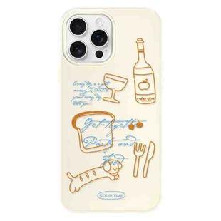 For iPhone 13 Pro Max Skin Feeling Jelly TPU Hybrid PC Phone Case(Party Line Dog White)