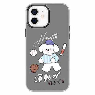 For iPhone 12 Skin Feeling Jelly TPU Hybrid PC Phone Case(Baseball Little Dog Black)