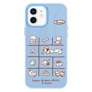 For iPhone 12 Skin Feeling Jelly TPU Hybrid PC Phone Case(Red Line Dog Blue)