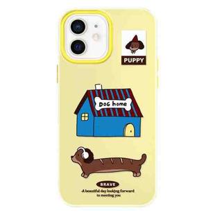 For iPhone 12 Skin Feeling Jelly TPU Hybrid PC Phone Case(Dog House Yellow)