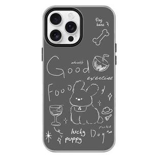 For iPhone 11 Pro Max Skin Feeling Jelly TPU Hybrid PC Phone Case(Doodle Puppy Black)