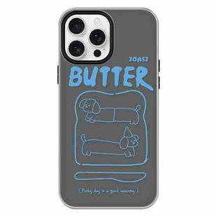 For iPhone 11 Pro Max Skin Feeling Jelly TPU Hybrid PC Phone Case(Bread Line Dog Black)