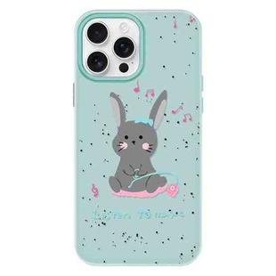 For iPhone 11 Pro Max Skin Feeling Jelly TPU Hybrid PC Phone Case(Listen to Music Rabbit Light Green)