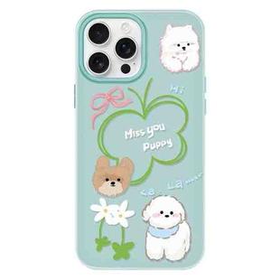 For iPhone 11 Pro Max Skin Feeling Jelly TPU Hybrid PC Phone Case(Flowers Puppy Light Green)