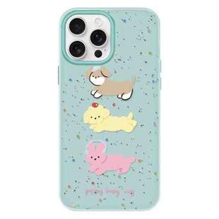 For iPhone 11 Pro Max Skin Feeling Jelly TPU Hybrid PC Phone Case(Three Puppies Light Green)