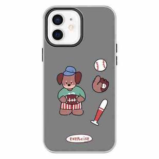 For iPhone 11 Skin Feeling Jelly TPU Hybrid PC Phone Case(Baseball Brown Dog Black)