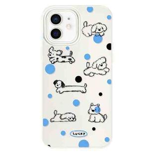For iPhone 11 Skin Feeling Jelly TPU Hybrid PC Phone Case(Polka Dot Puppy White)