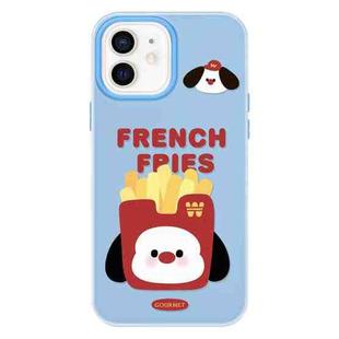 For iPhone 11 Skin Feeling Jelly TPU Hybrid PC Phone Case(French Fries Puppy Blue)