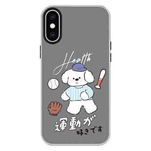 For iPhone X / XS Skin Feeling Jelly TPU Hybrid PC Phone Case(Baseball Little Dog Black)