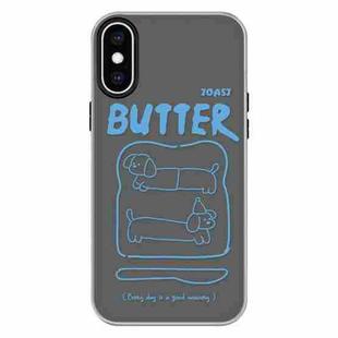 For iPhone X / XS Skin Feeling Jelly TPU Hybrid PC Phone Case(Bread Line Dog Black)