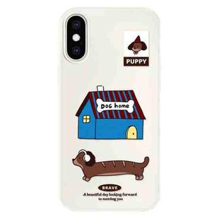 For iPhone X / XS Skin Feeling Jelly TPU Hybrid PC Phone Case(Dog House White)