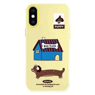 For iPhone X / XS Skin Feeling Jelly TPU Hybrid PC Phone Case(Dog House Yellow)