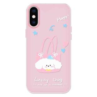 For iPhone X / XS Skin Feeling Jelly TPU Hybrid PC Phone Case(Dog Tote Bag Pink)