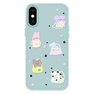 For iPhone X / XS Skin Feeling Jelly TPU Hybrid PC Phone Case(Star Animal Light Green)