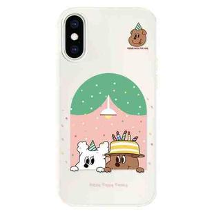 For iPhone X / XS Skin Feeling Jelly TPU Hybrid PC Phone Case(Birthday Puppy Beige)