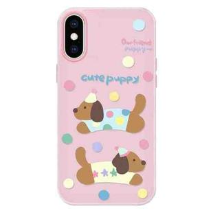 For iPhone X / XS Skin Feeling Jelly TPU Hybrid PC Phone Case(Cute Puppy Pink)