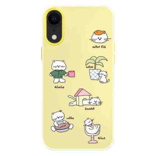 For iPhone XR Skin Feeling Jelly TPU Hybrid PC Phone Case(Daze Cat Yellow)