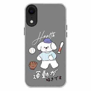 For iPhone XR Skin Feeling Jelly TPU Hybrid PC Phone Case(Baseball Little Dog Black)