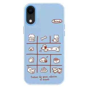 For iPhone XR Skin Feeling Jelly TPU Hybrid PC Phone Case(Red Line Dog Blue)