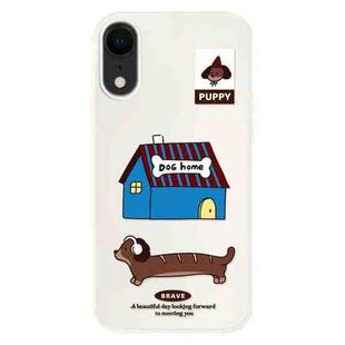 For iPhone XR Skin Feeling Jelly TPU Hybrid PC Phone Case(Dog House White)