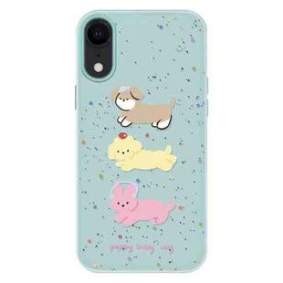 For iPhone XR Skin Feeling Jelly TPU Hybrid PC Phone Case(Three Puppies Light Green)