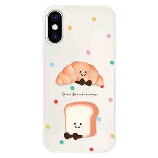 For iPhone XS Max Skin Feeling Jelly TPU Hybrid PC Phone Case(Polka Dot Bread White)