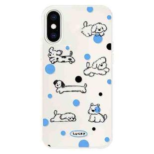 For iPhone XS Max Skin Feeling Jelly TPU Hybrid PC Phone Case(Polka Dot Puppy White)