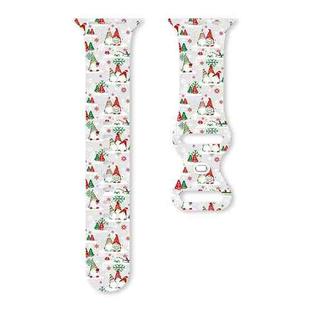 For Apple Watch 46mm / 49mm / 45mm / 44mm Christmas Pattern Butterfly Buckle Silicone Watch Band(Snown Santa Claus)