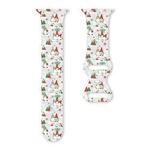 For Apple Watch 42mm / 41mm / 40mm / 38mm Christmas Pattern Butterfly Buckle Silicone Watch Band(Snown Santa Claus)