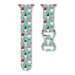 For Apple Watch 42mm / 41mm / 40mm / 38mm Christmas Pattern Butterfly Buckle Silicone Watch Band(Santa Claus Green)