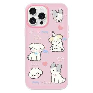 For iPhone 16 Pro Max Skin Feeling Jelly TPU Hybrid PC Phone Case(Love Puppy Pink)