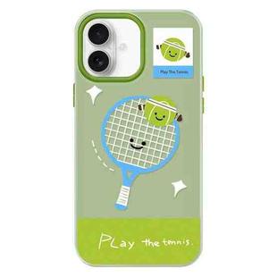 For iPhone 16 Plus Skin Feeling Jelly TPU Hybrid PC Phone Case(Play Tennis Green)