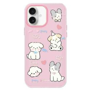 For iPhone 16 Plus Skin Feeling Jelly TPU Hybrid PC Phone Case(Love Puppy Pink)