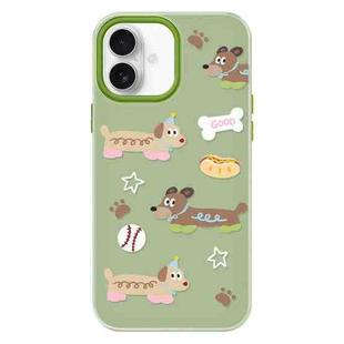 For iPhone 16 Plus Skin Feeling Jelly TPU Hybrid PC Phone Case(Long Dog Green)