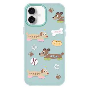 For iPhone 16 Plus Skin Feeling Jelly TPU Hybrid PC Phone Case(Long Dog Light Green)