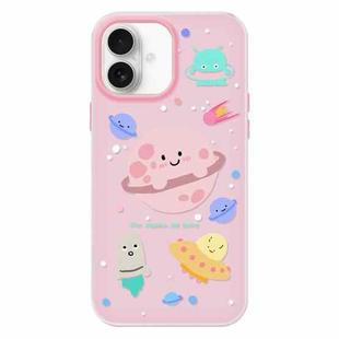 For iPhone 16 Plus Skin Feeling Jelly TPU Hybrid PC Phone Case(Planet Pink)