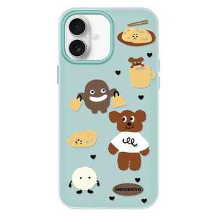 For iPhone 16 Plus Skin Feeling Jelly TPU Hybrid PC Phone Case(Puppy Light Green)