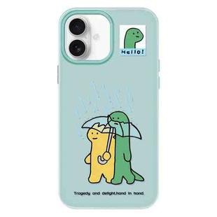 For iPhone 16 Skin Feeling Jelly TPU Hybrid PC Phone Case(Umbrella Light Green)