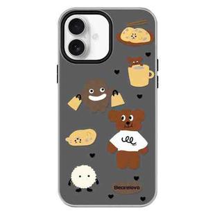 For iPhone 16 Skin Feeling Jelly TPU Hybrid PC Phone Case(Puppy Black)